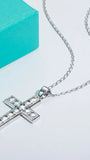 3.5MM 2.2cttw D Color Moissanite Diamond Cross Pendant Necklace.