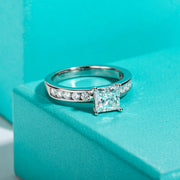 1.2CT Princess Cut D Color Moissanite Engagement Ring.