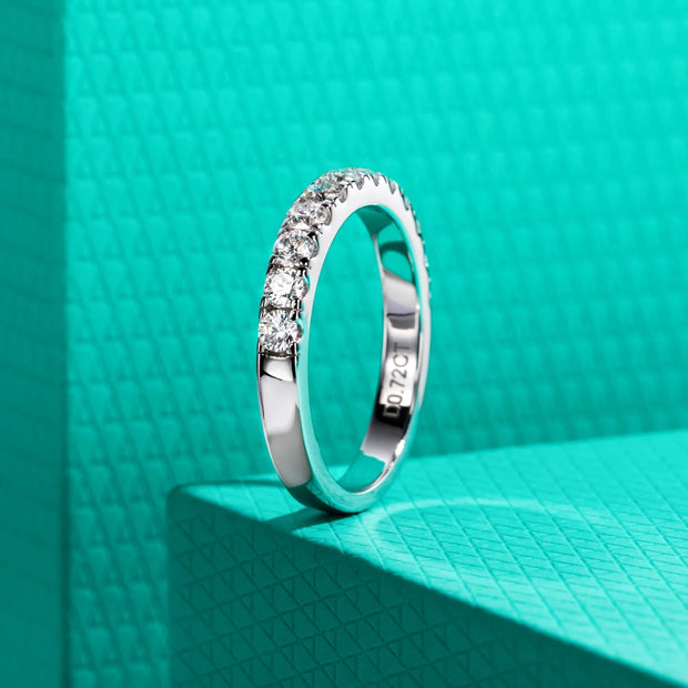 GK Moissanites 2.5mm 0.72cttw D Color Moissanite Half Band Ring