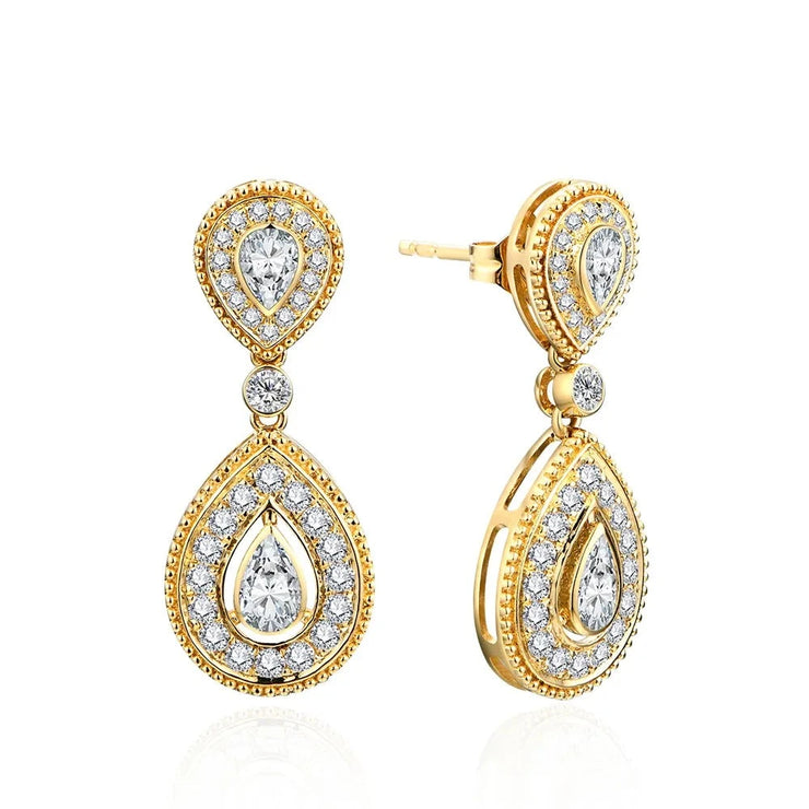 15*3mm VVS1 D Color Pear Cut Moissanite Earrings.