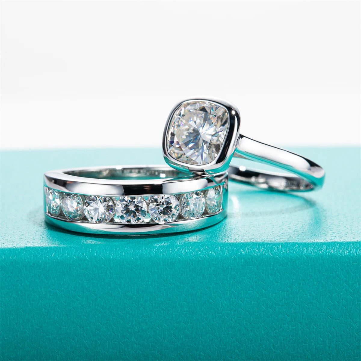 VVS1 D Color Moissanite Couple Rings