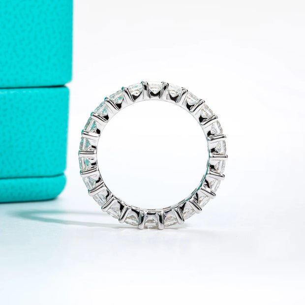 GK Moissanites 3mm Princess Cut D Color Moissanite Eternity Band