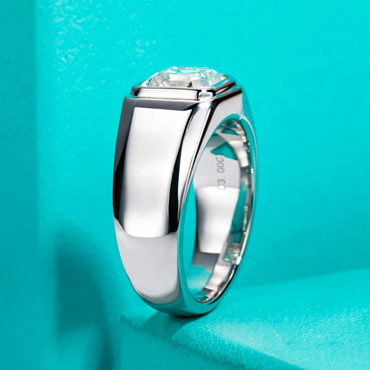 3 CT Asscher Cut Men's Moissanite Engagement Ring