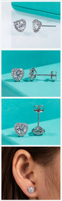 1cttw D Color Moissanite Heart Stud Earrings.