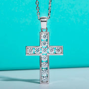 3.5MM 2.2cttw D Color Moissanite Diamond Cross Pendant Necklace.