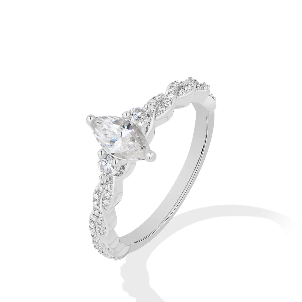 0.5 CT Marquise Cut Moissanite Promise Ring