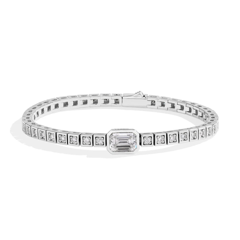 Asscher Cut Moissanite Tennis Bracelet