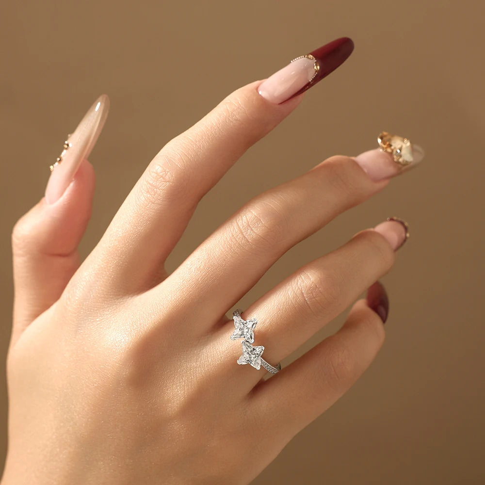 Four Leaf Clover Cut Moissanite Engagement Ring