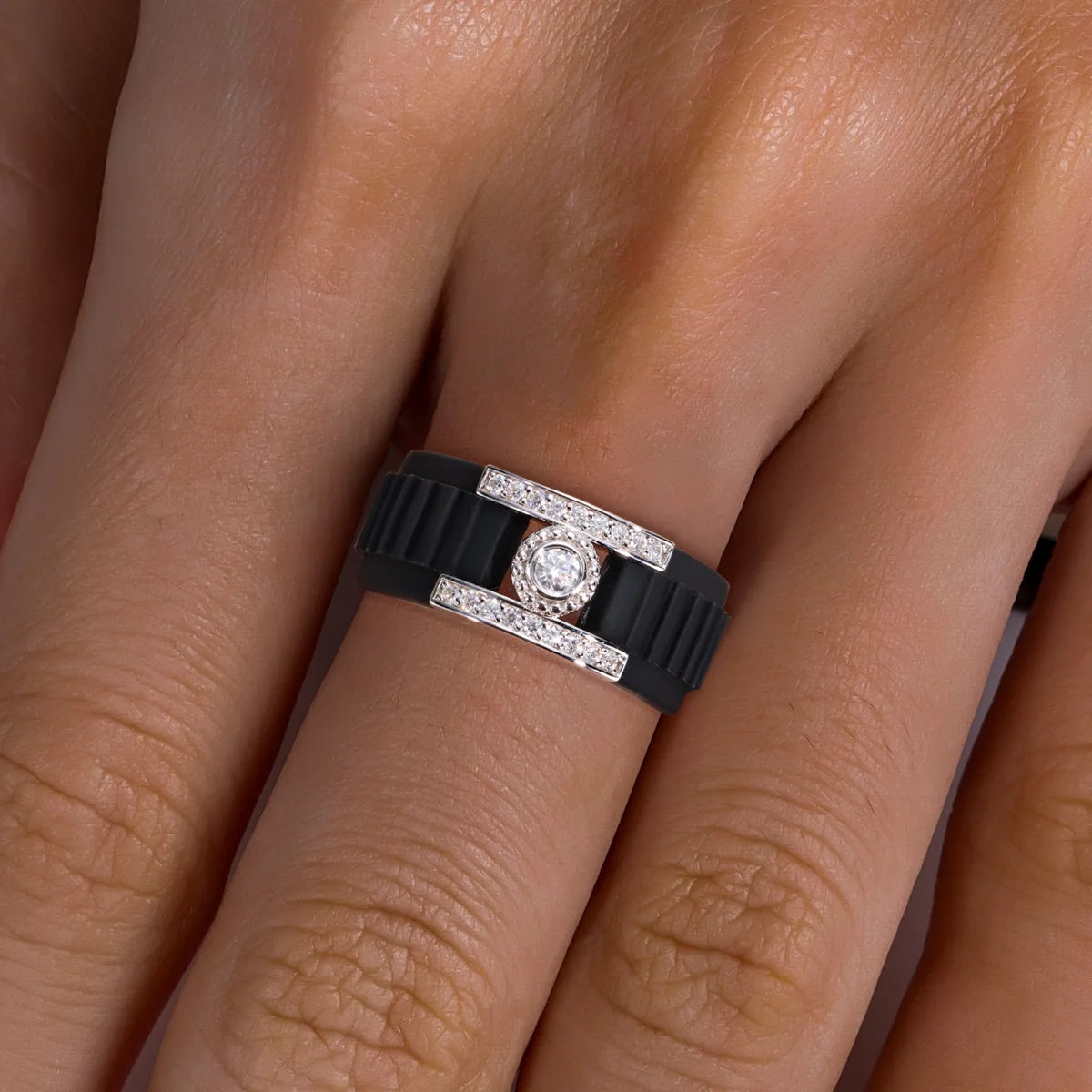 3 MM Round Moissanite Halo Silicone Ring