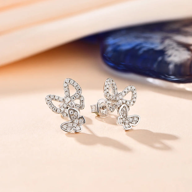 VVS1 D Color Butterfly Moissanite Stud Earrings | S925.