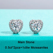 1ct D Color Heart Moissanite Necklace and Earrings Set.