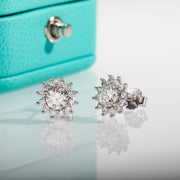 1 Carat Total D Color Moissanite Diamond Sunflower Earrings.