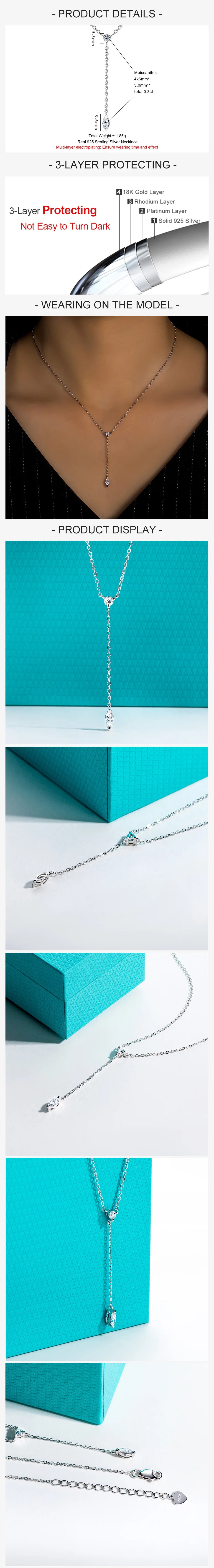 0.3 CT Marquise & 0.1 CT Round Cut Moissanite Pendant Necklace