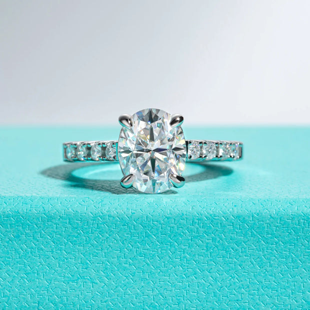 VVS1 D Color 3CT Oval Cut Moissanite Engagement Ring | S925.