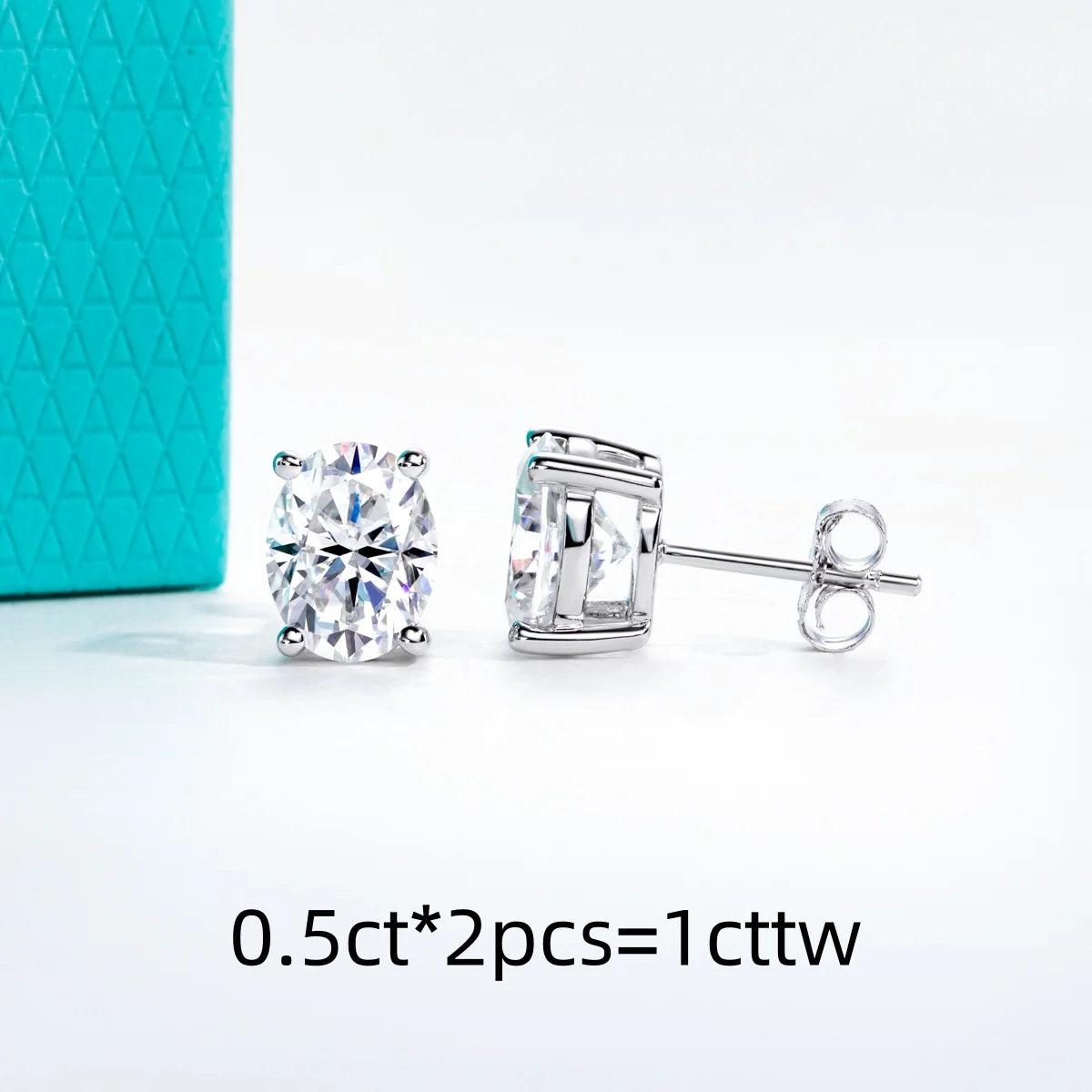 VVS1 D Color Oval Cut Moissanites Stud Earrings