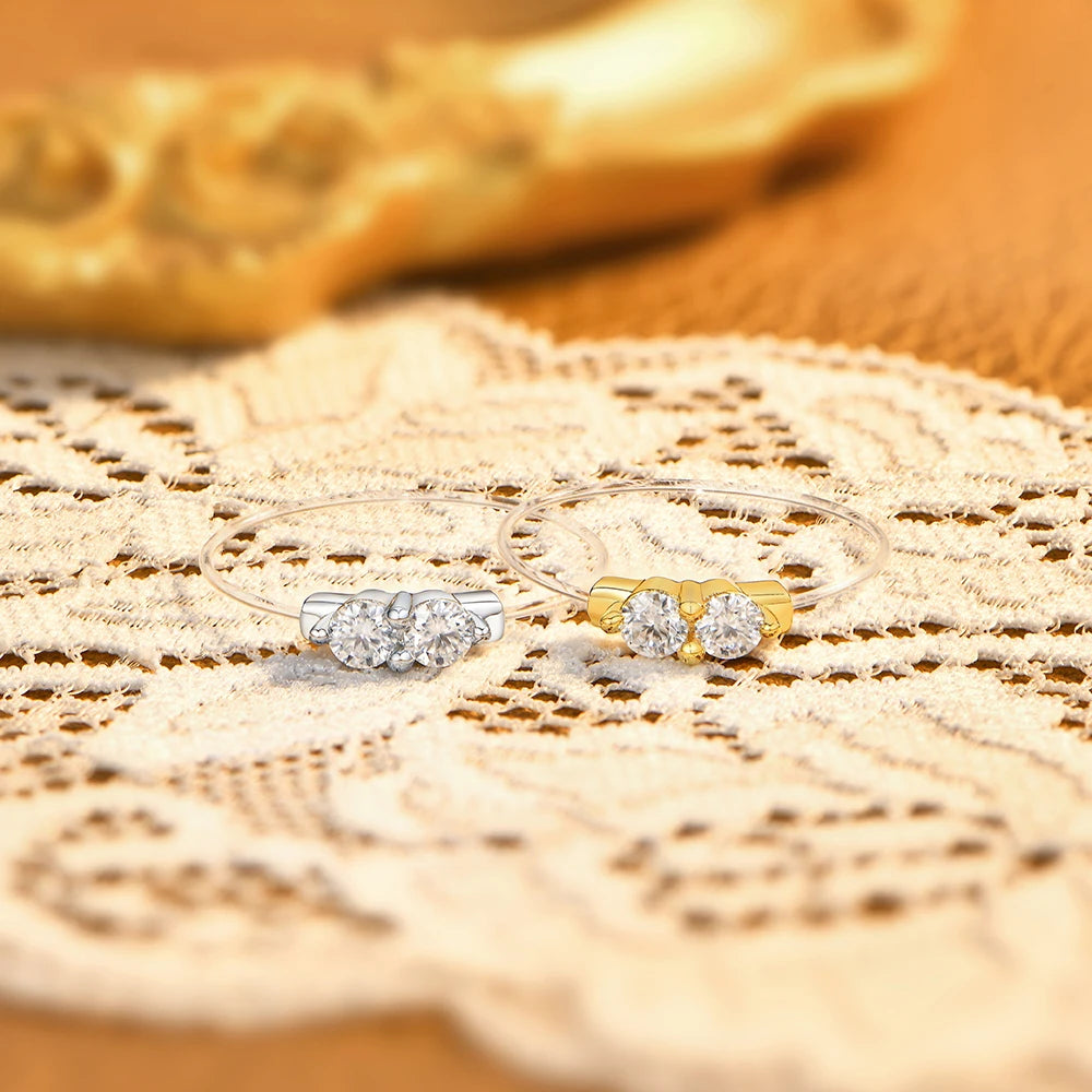 3 MM Two Stone Moissanite Eternity Ring