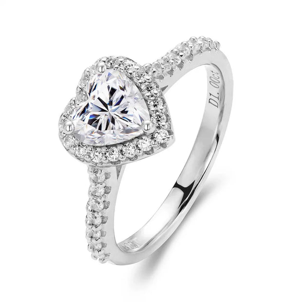 1 Carat Heart Cut Moissanite Halo Engagement Ring.