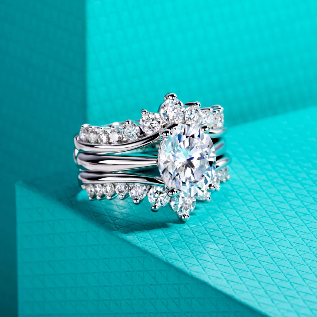 3 CT Oval Cut Moissanite Bridal Set Ring