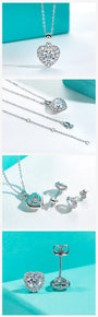 1ct D Color Heart Moissanite Necklace and Earrings Set.