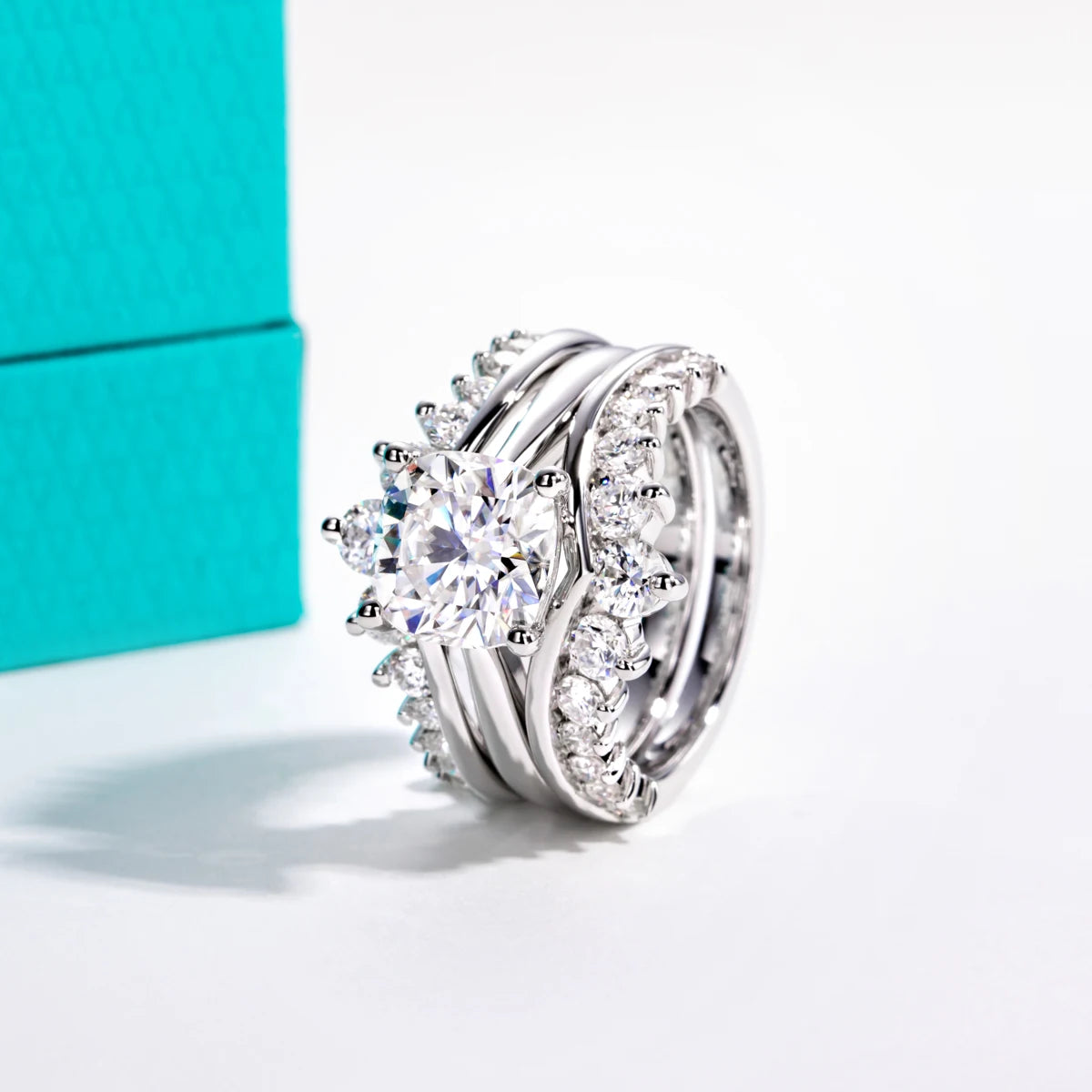 3 CT Cushion Cut Moissanite Bridal Ring Set