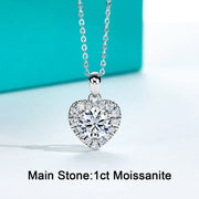 1ct D Color Heart Moissanite Necklace and Earrings Set.