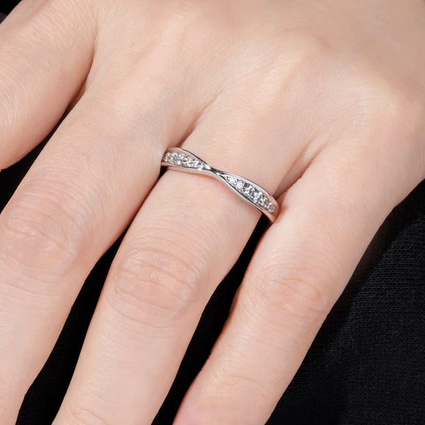 GK Moissanites Bow Tie D Color Moissanite Wedding Band Rings