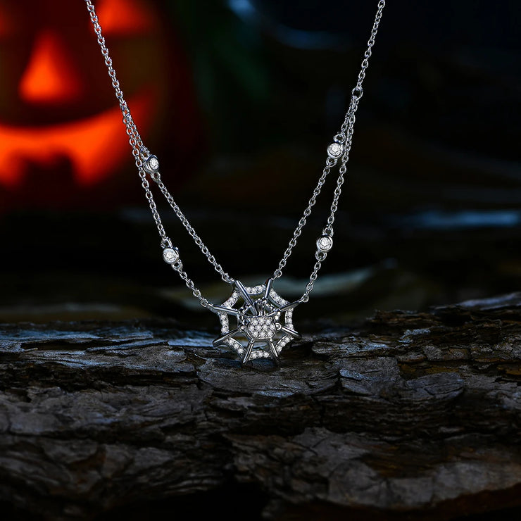 2.0MM Spider Web Design Moissanite Pendant Necklace | S925.