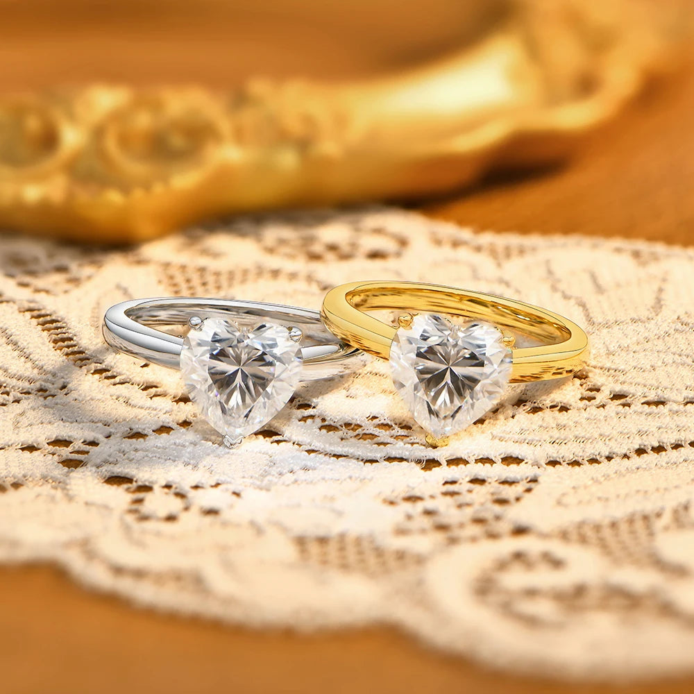 3 CT Heart Cut Moissanite Solitaire Engagement Ring