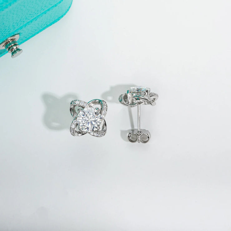 1 Carat D Color Moissanite Windmill Earrings.