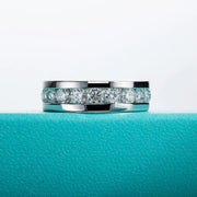 GK Moissanites 4mm Moissanite Wedding Band Ring S925 Sterling Silver Eternity Ring