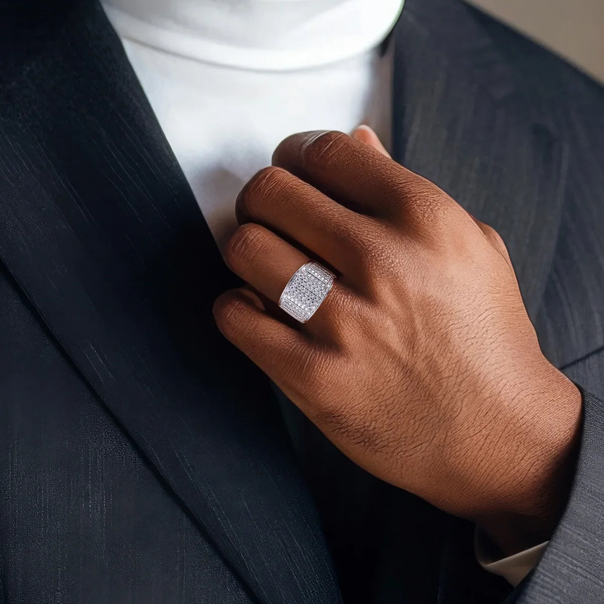 1.718 CTTW Moissanite Hip Hop Men's Ring
