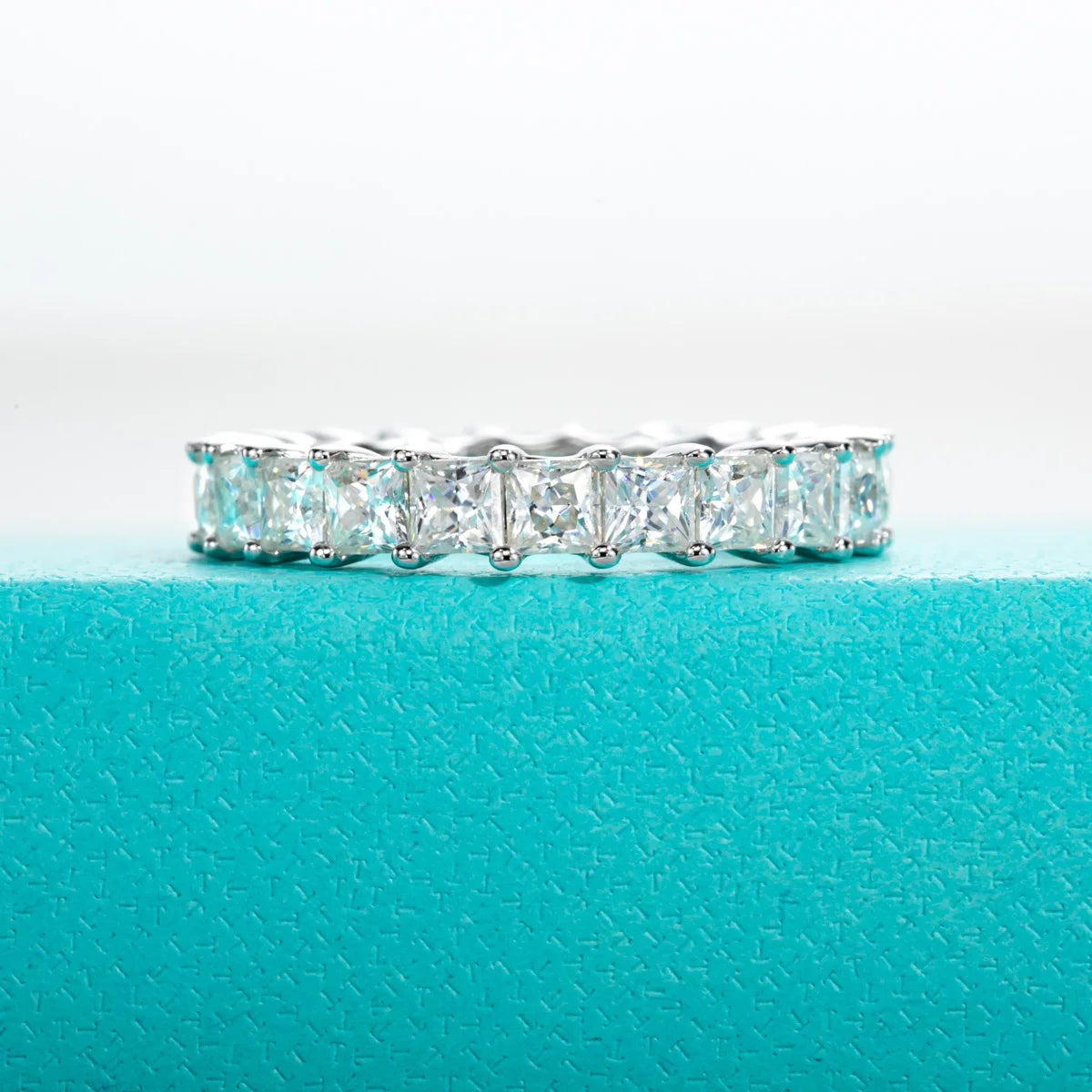 3 MM Princess Cut Moissanite Eternity Band