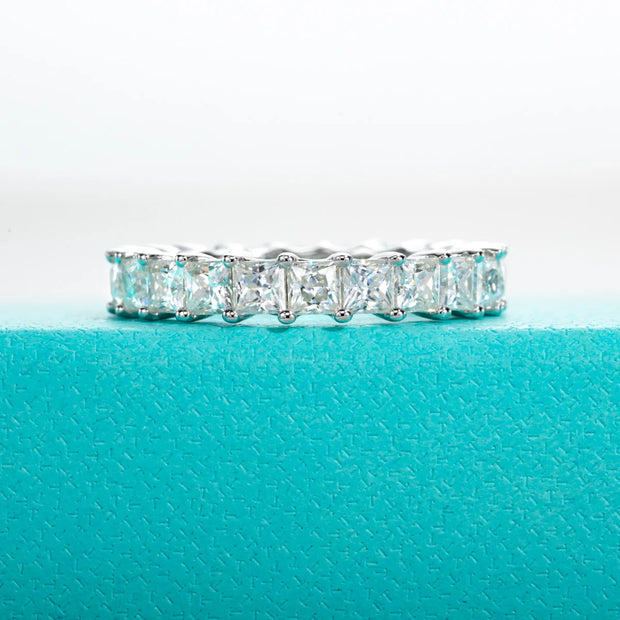 GK Moissanites 3mm Princess Cut D Color Moissanite Eternity Band