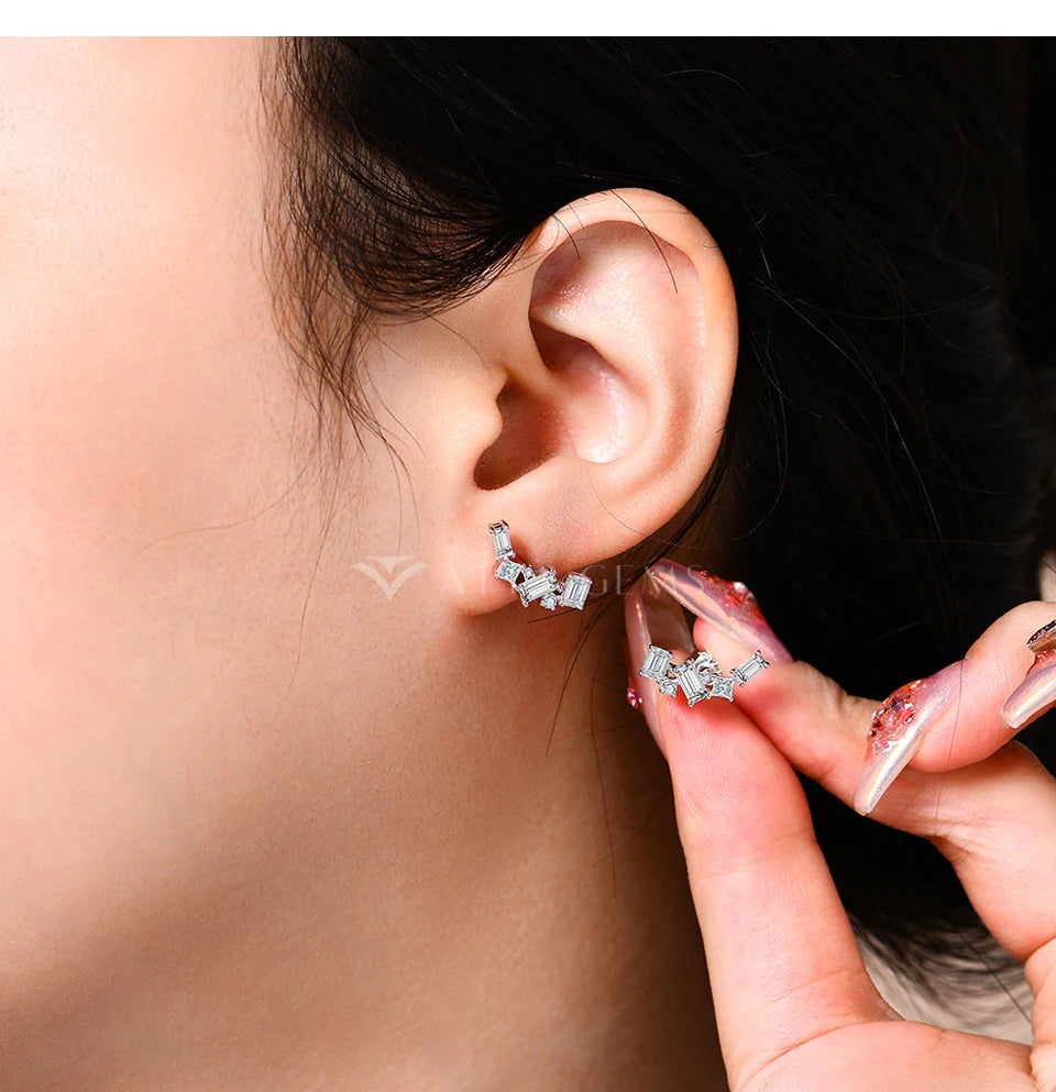 VVS1 D Color Geometric Moissanite Earrings