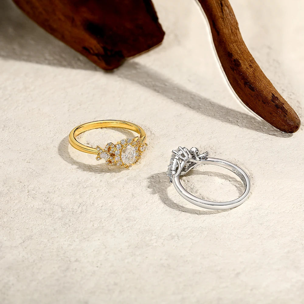 Oval Cut Moissanite Ring with Bow Design