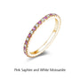 VVS 1 D Color 1.5mm Pink Sapphire & Moissanite Band.