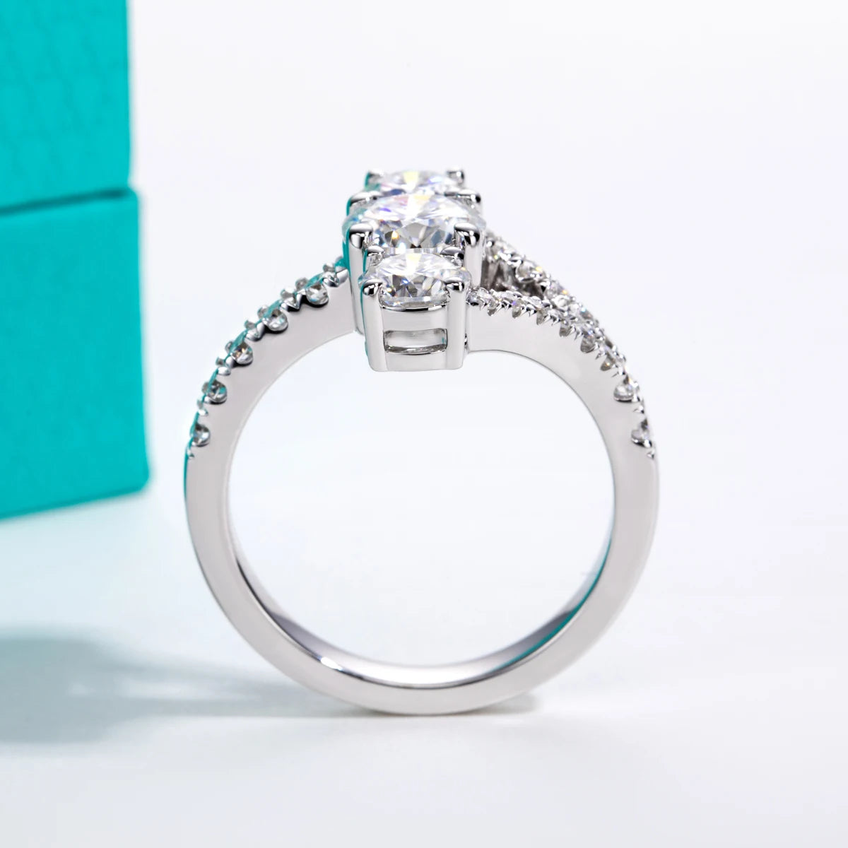 2.36 CTTW Three Stone Moissanite Engagement Ring