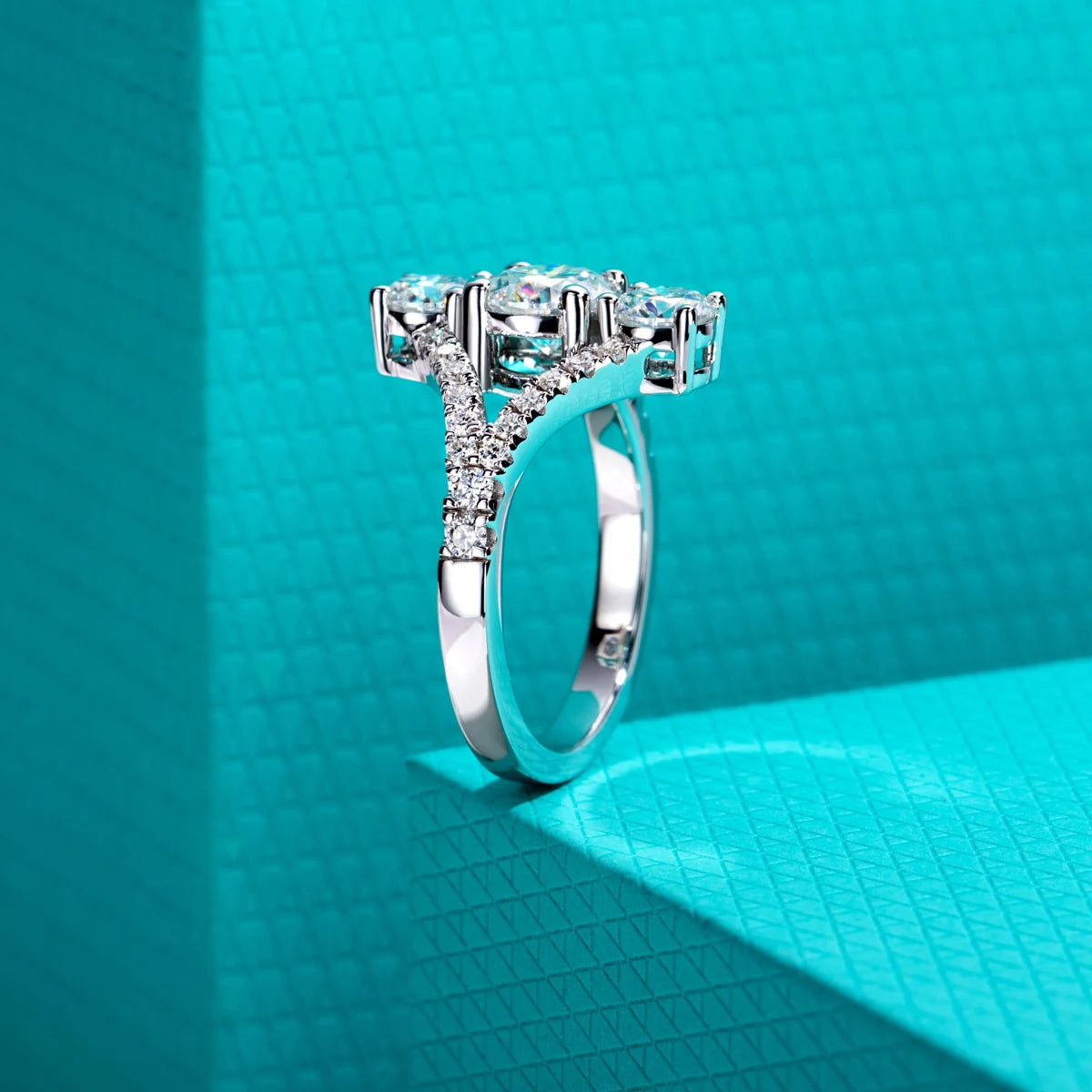 2.36 CTTW Three Stone Moissanite Engagement Ring