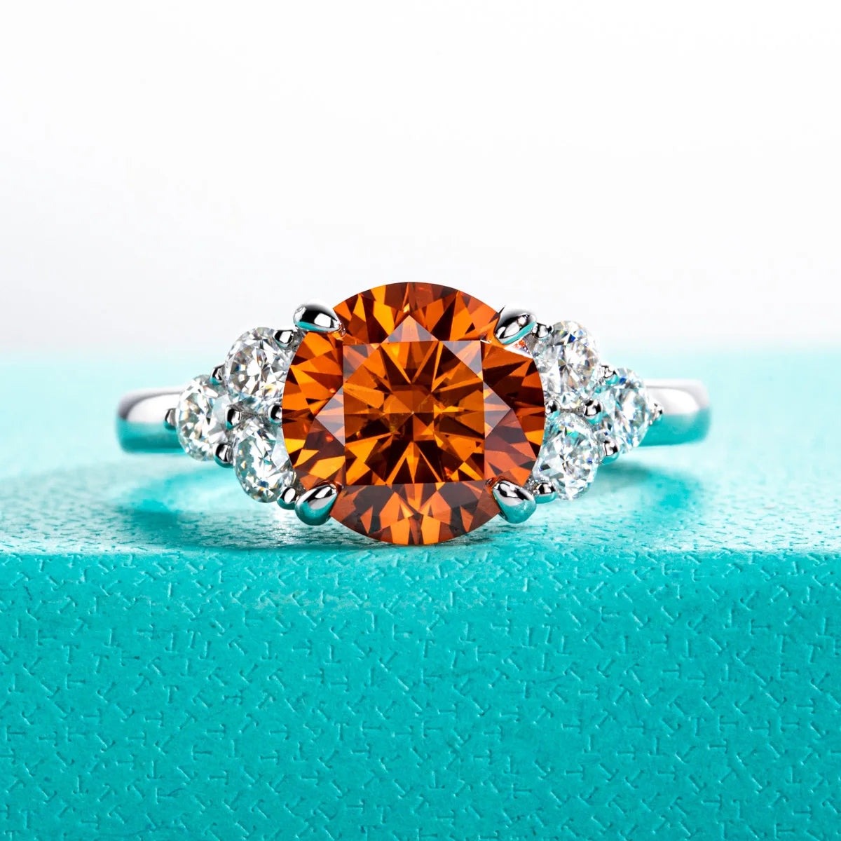 3 CT Red-Orange Moissanite Engagement Ring
