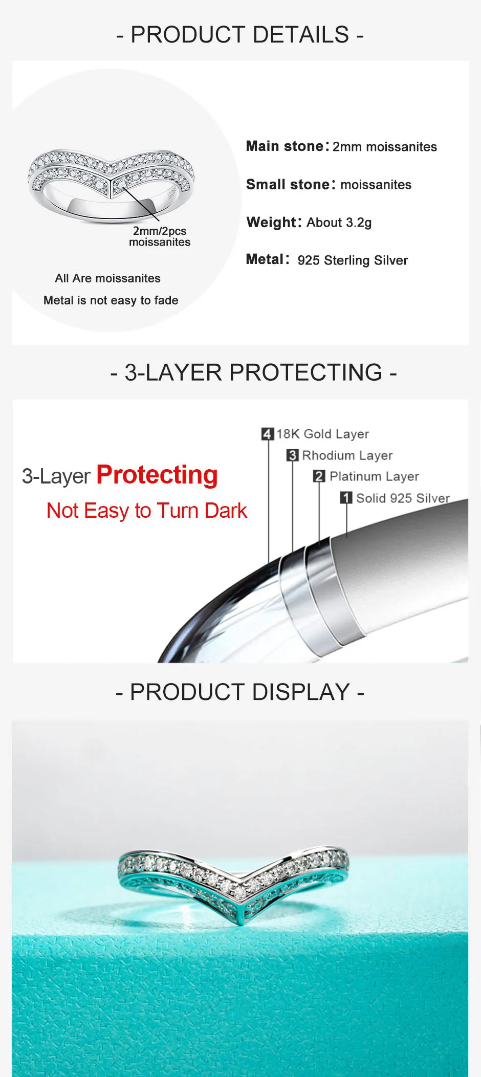 2 MM Moissanite V Shape Wedding Bands