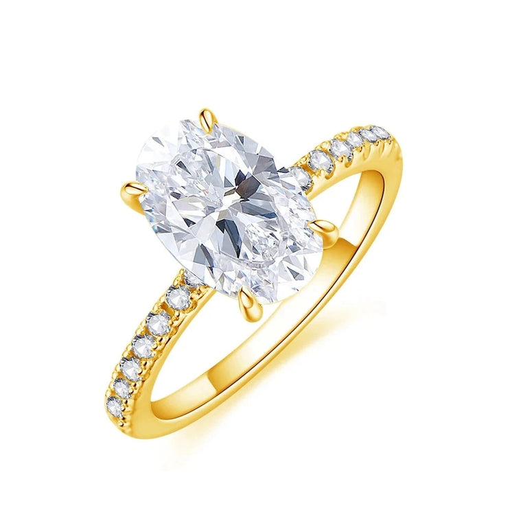 Oval Cut 3.5CT Moissanite Diamond Ring.