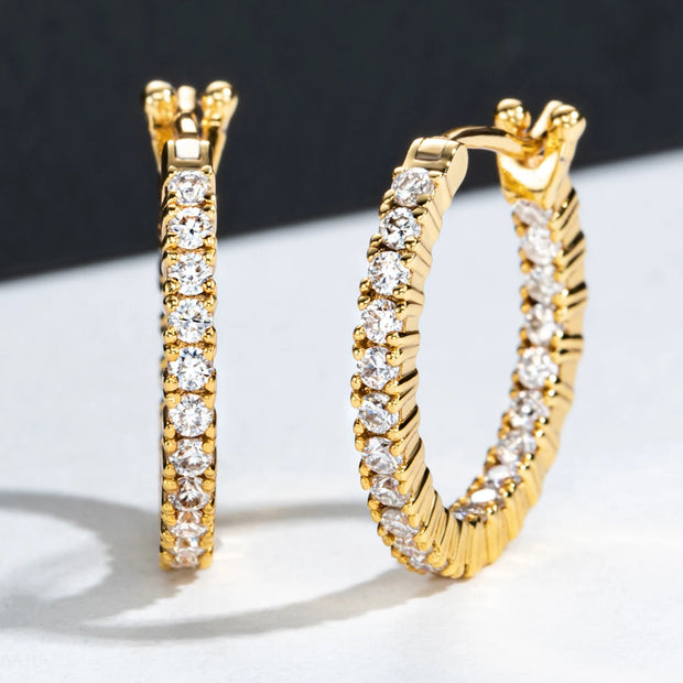 1.5mm 0.66cttw D Color Moissanite Huggie Hoop Earrings.