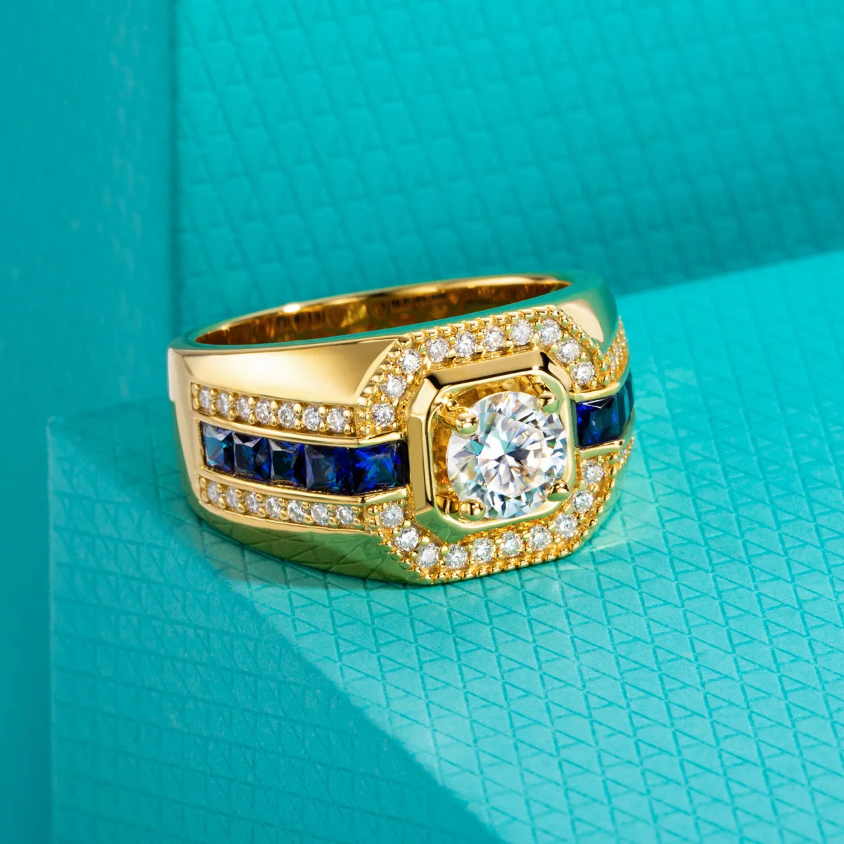 1 CT Round Moissanite Vintage Men's Ring
