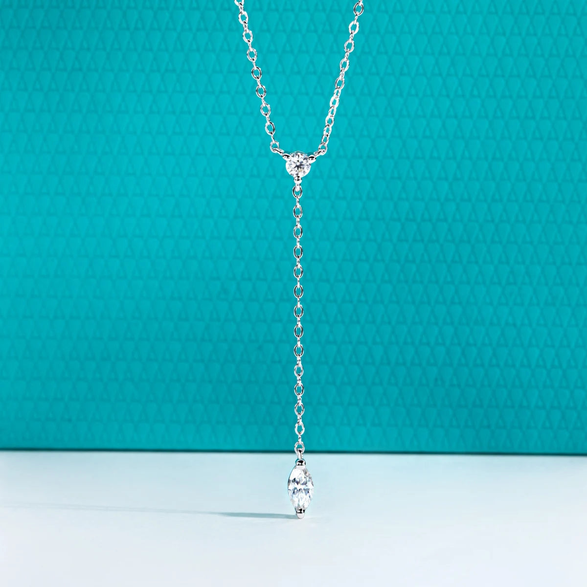 0.3 CT Marquise & 0.1 CT Round Cut Moissanite Pendant Necklace