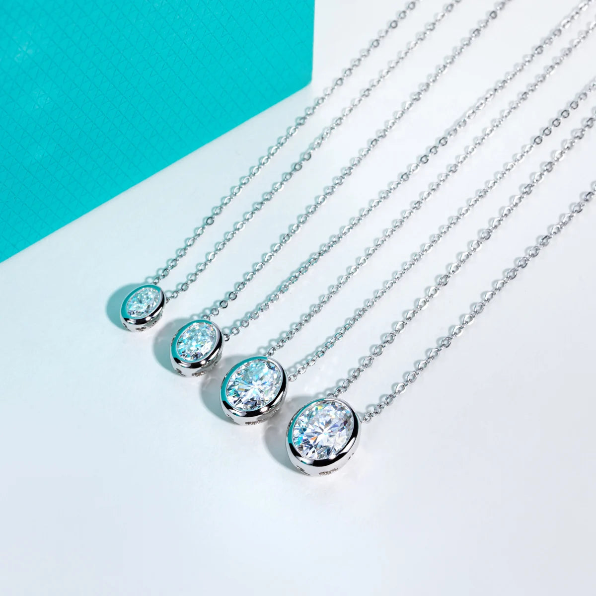 VVS1 D Color Oval Cut Moissanite Bezel Necklace