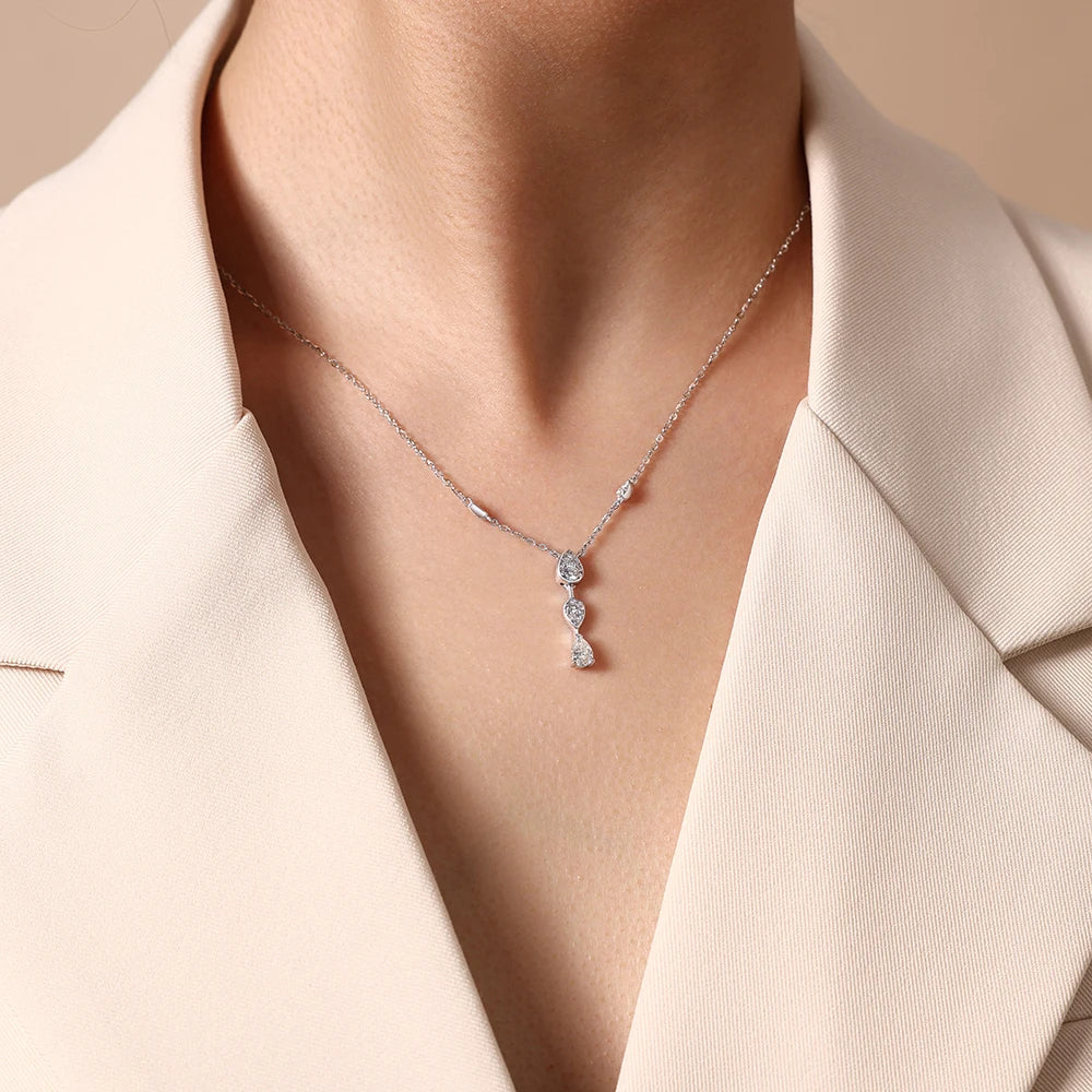 Water Drop Y-Shape Moissanite Necklace