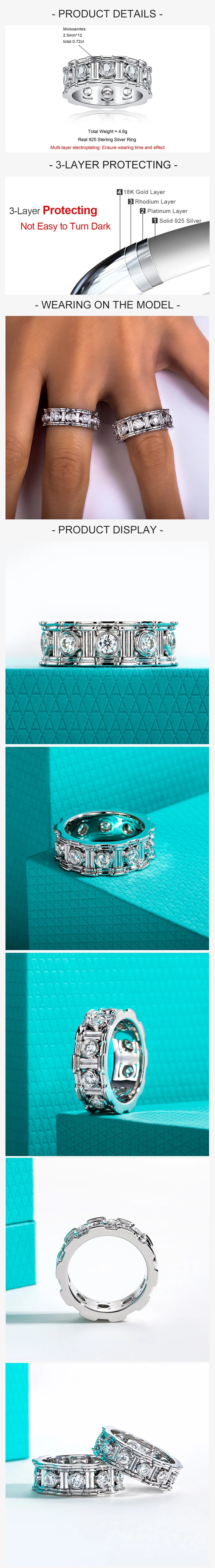 VVS1 D Color Moissanite Roman Column Retro Ring
