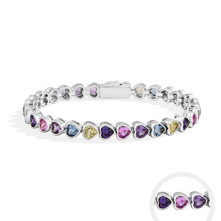 Heart-Shape Sapphire & Zircon Bracelet