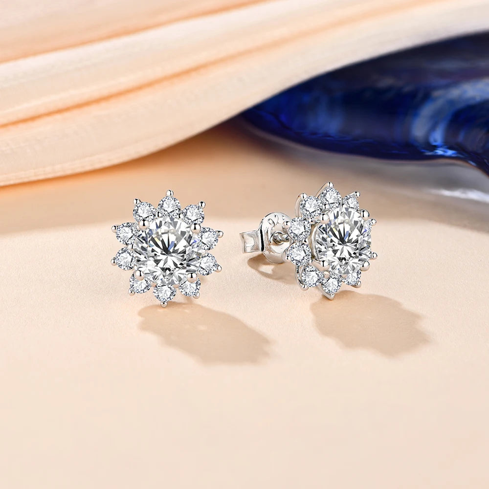 1 CT VVS1 D Color Snowflake Moissanite Earrings | S925.
