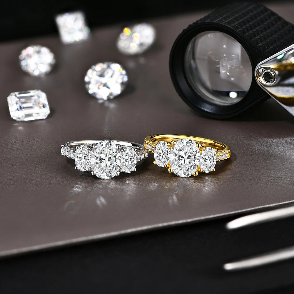 3.2 CTTW Oval Cut Moissanite Engagement Ring